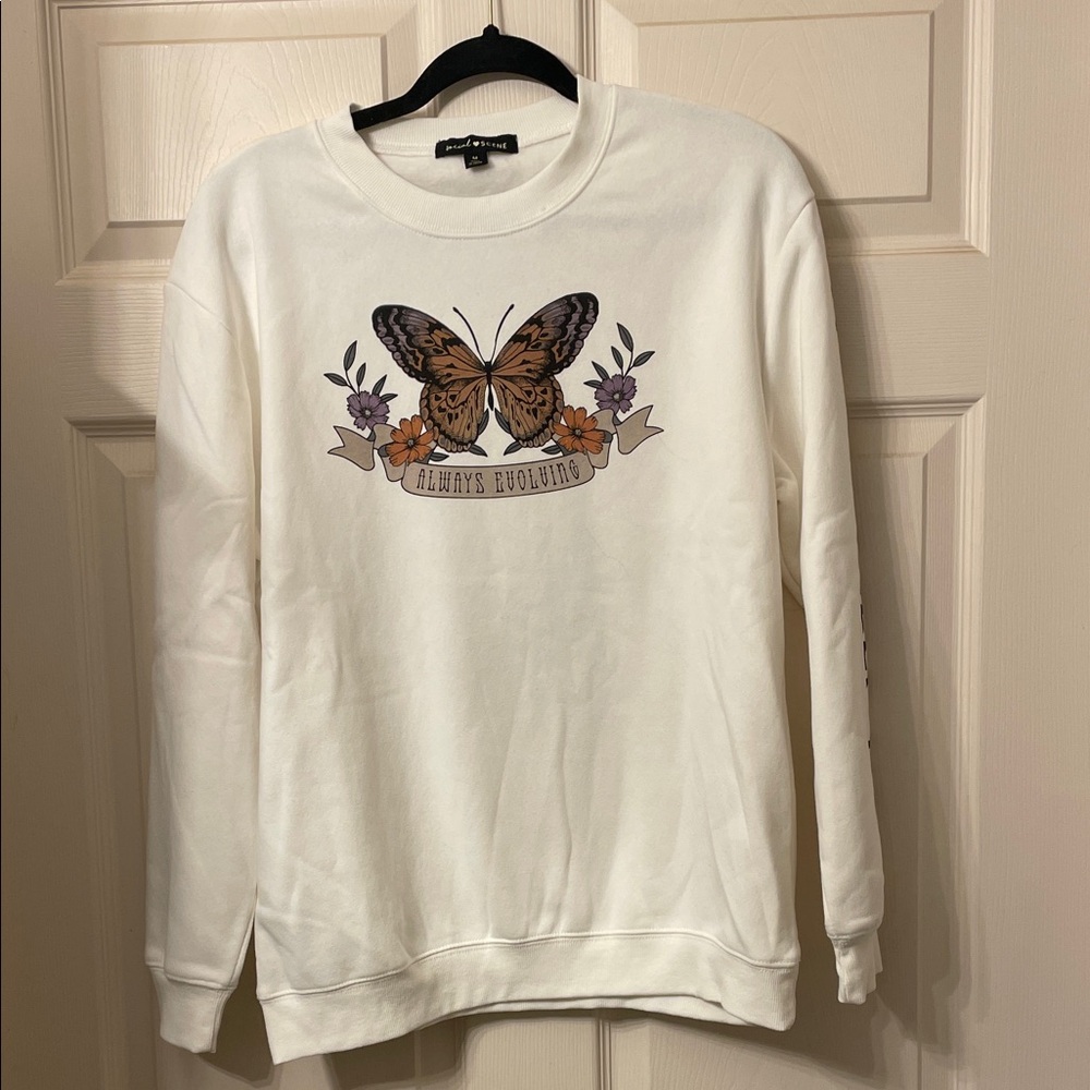 Off white Sweatshirt with Butterfly Graphic